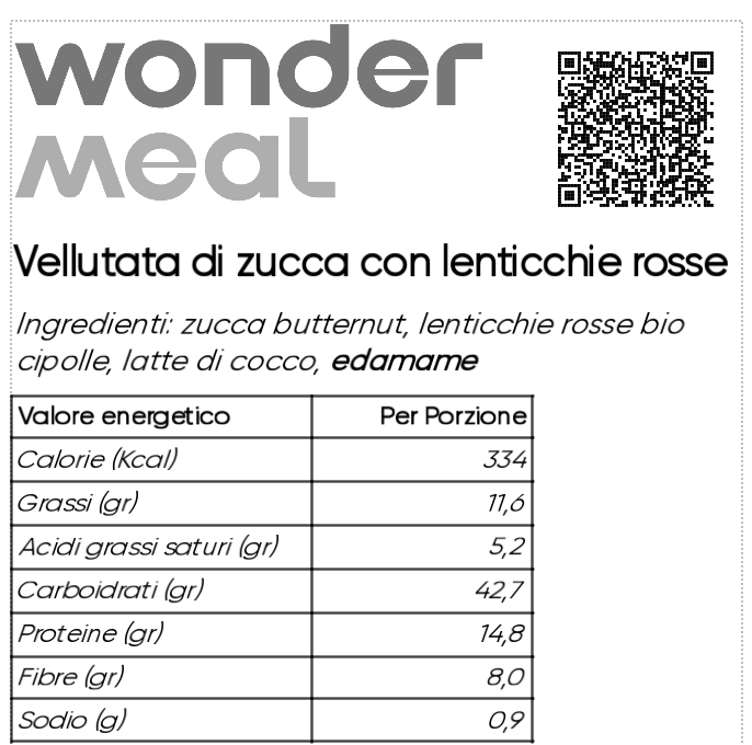 Miniatura: Vellutata di zucca con lenticchie rosse, edamame e germogli