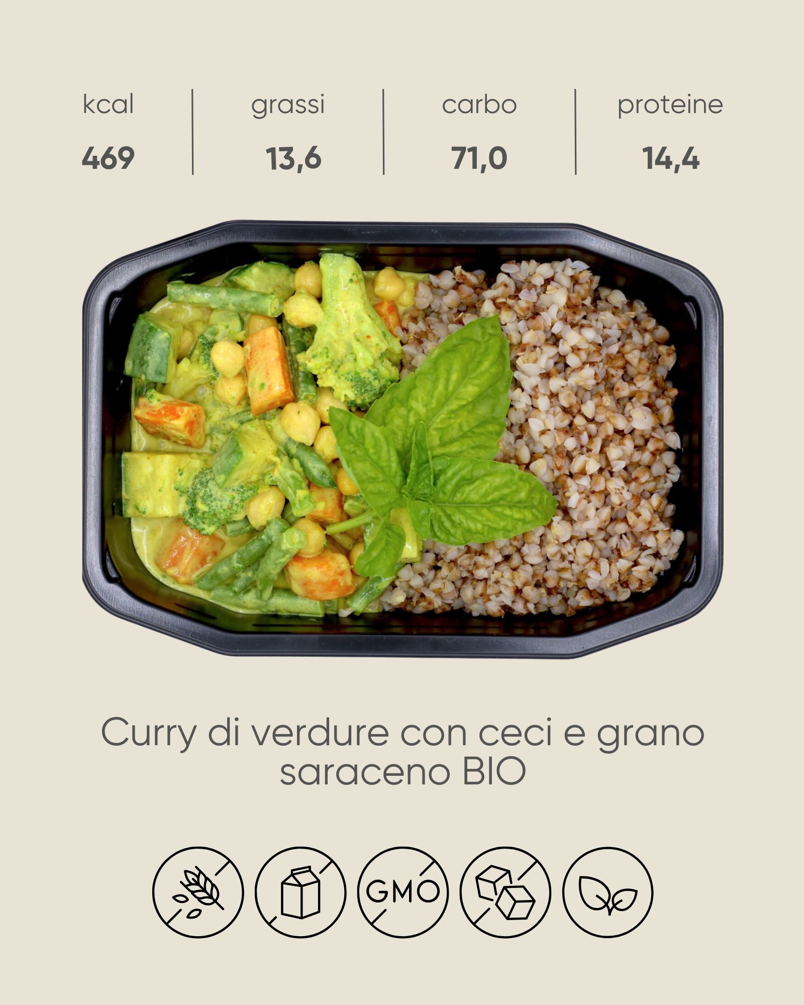 Curry di verdure con ceci e grano saraceno BIO
