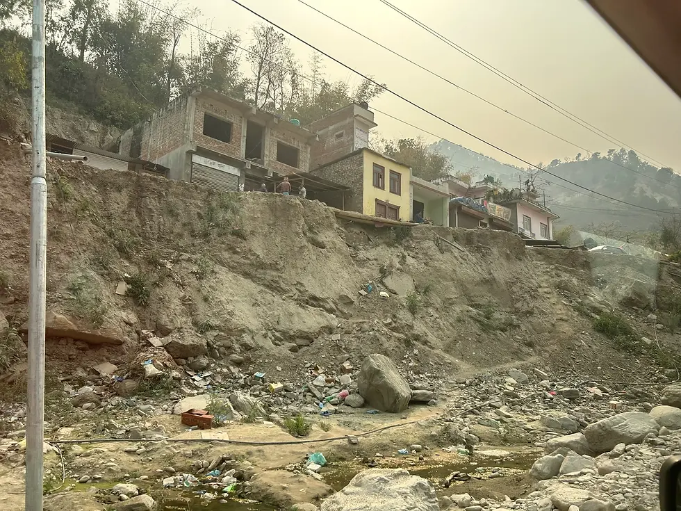 Monsoon damage to roads and towns central Nepal