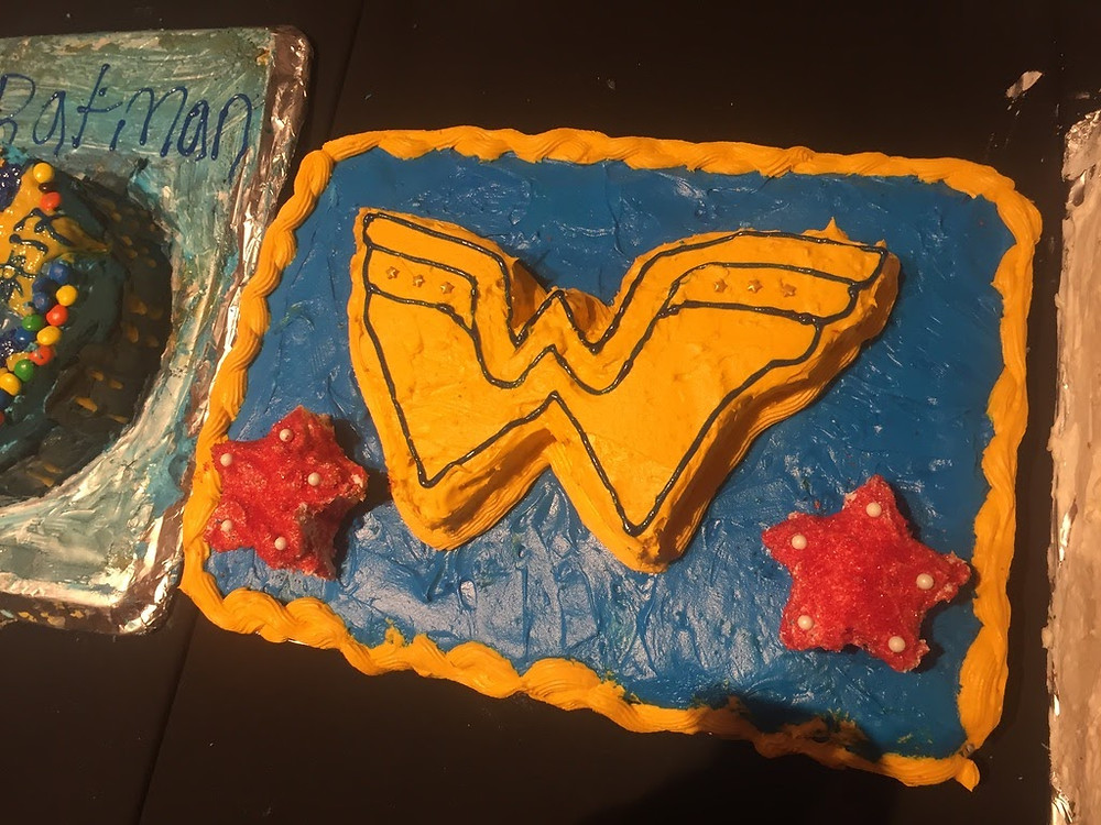 The summer school also held a cake decorating competition with students and proctors as contestants, and the theme this particular year was superheroes. This is a Wonder Woman-themed cake that Amy's team made!