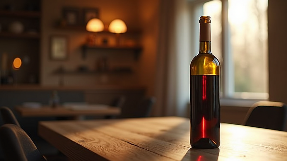 Close-up view of a bottle of wine on a table
