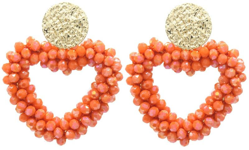 Thumbnail: Glassbeads oorbellen hart