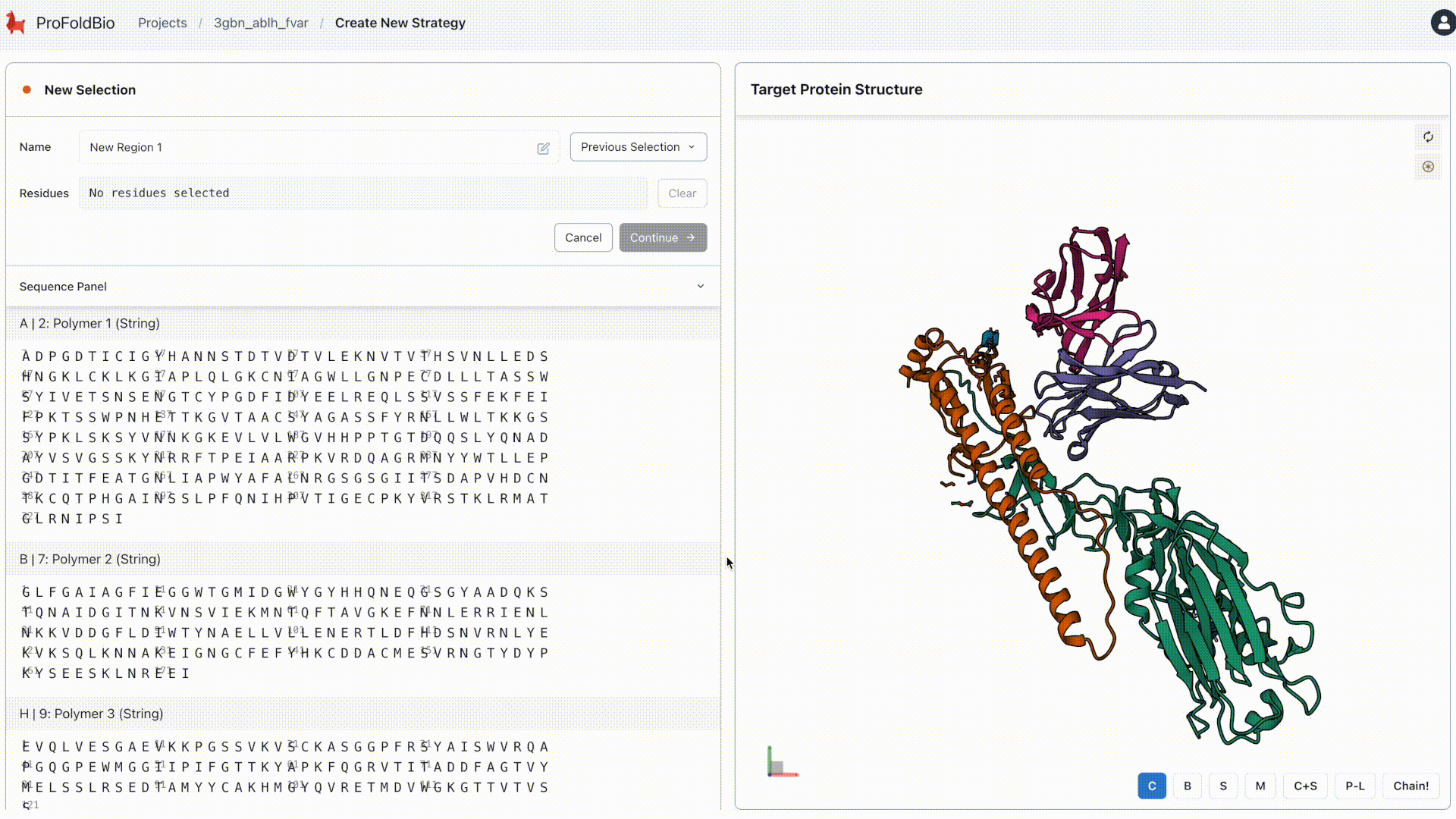 Domain Selection on ProFoldBio