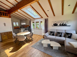 Wohnzimmer und Küche (Chalet Gerbera)