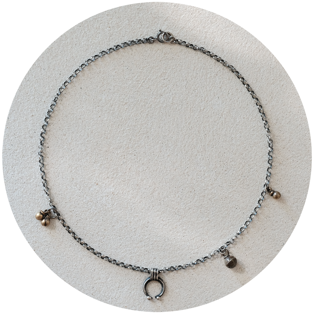 Silver Bedouin Bell Lunar Talisman Necklace