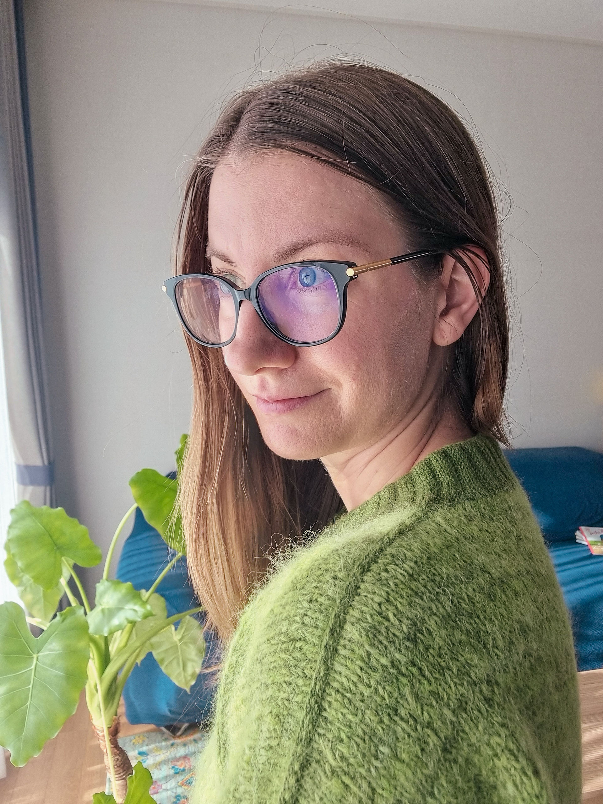 Faux ribbing for the collar: All stitches are knit!