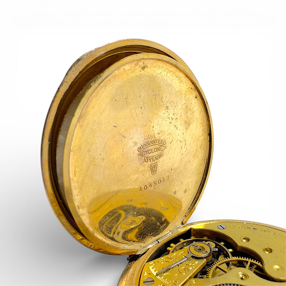 Miniatura: Vintage Elgin Gold Filled Pocket Watch 7 Jewels w/ Chain 52mm