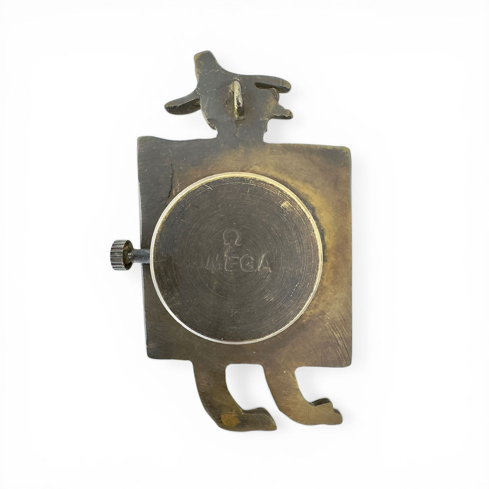 Miniatura: 1882 Omega Style Brass Pinocchio Pendant Pocket Watch 33x58mm