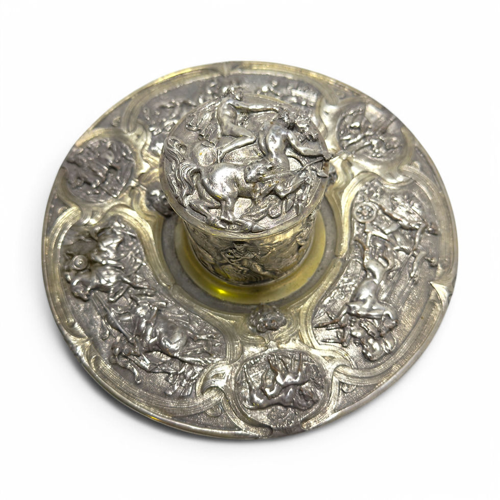 Thumbnail: Antique John Hennings Silver Gilt Inkstand 1822 Horse Racing