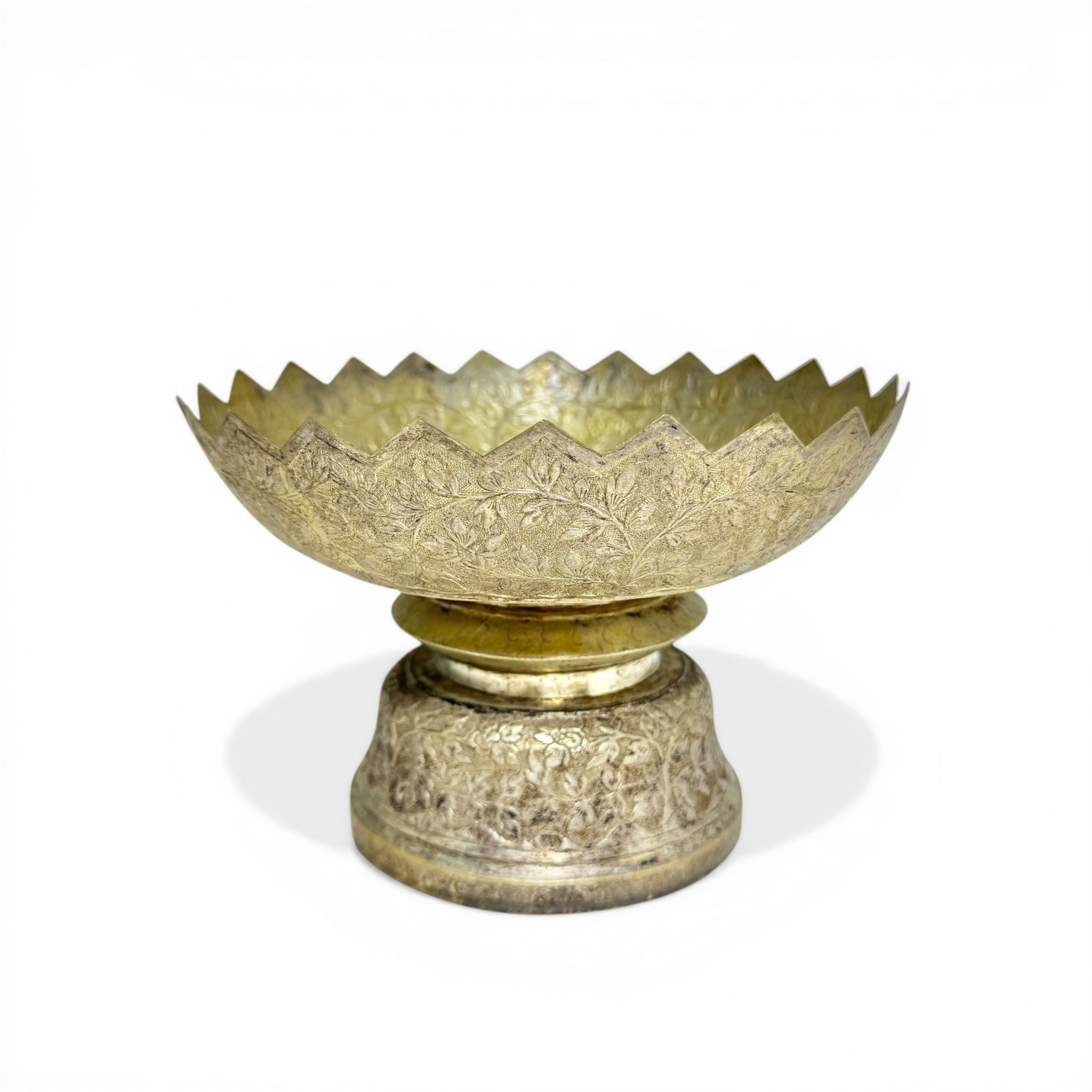 Indian Silver Plated Pedestal Centerpiece Bowl