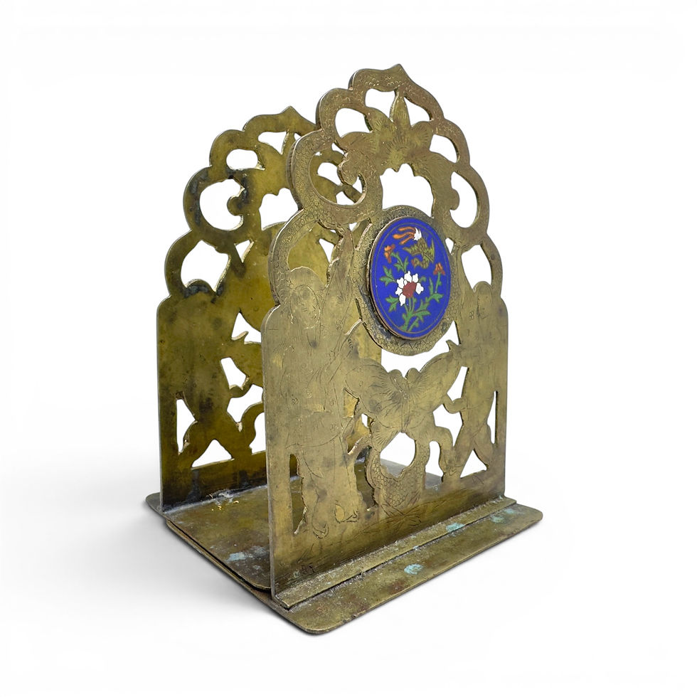 サムネイル： 19th Century Bronze Enamel Bookends – Birds & Flowers