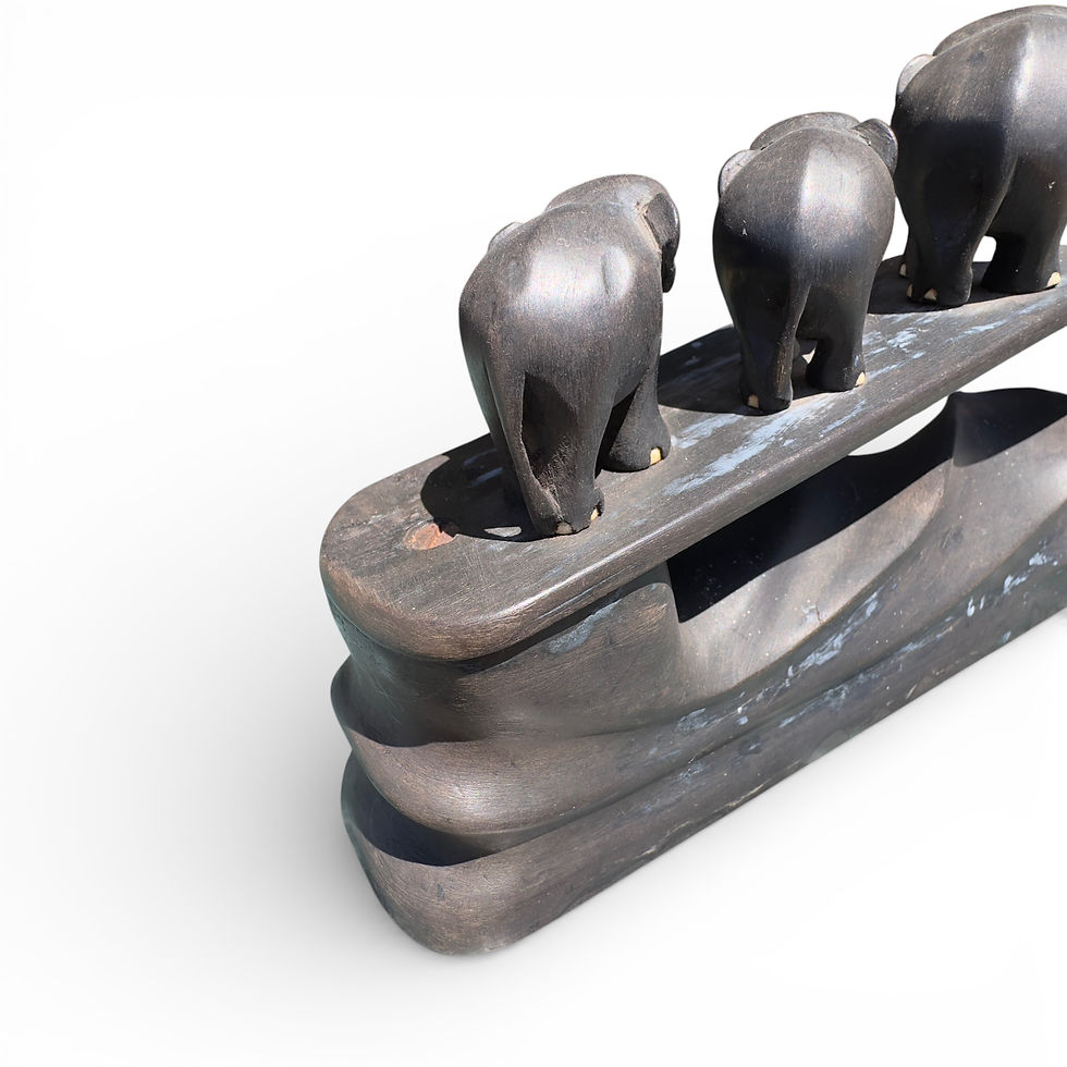 Miniatura: Vintage Carved Ebony Elephant Sculpture Polished 53cm