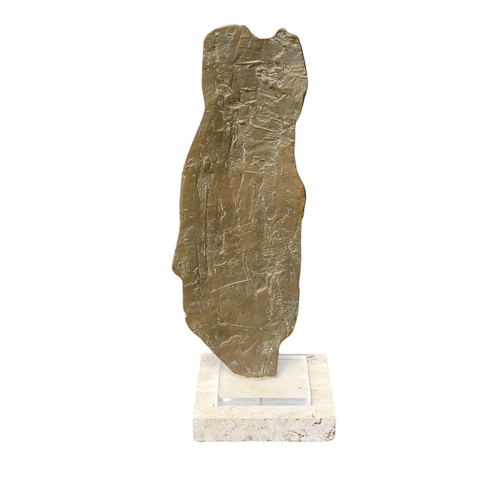 Miniatura: Bronze Female Torso Sculpture on Travertine Base Signed