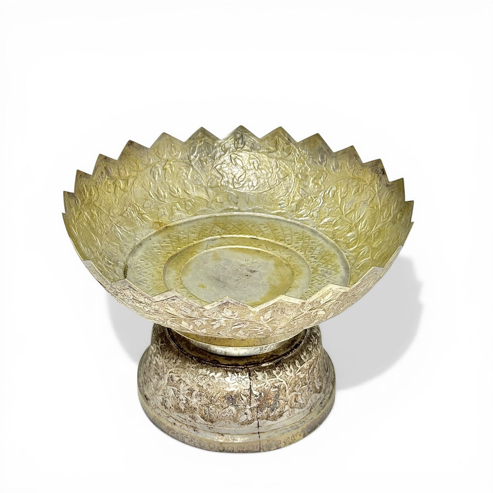 サムネイル： Indian Silver Plated Pedestal Centerpiece Bowl