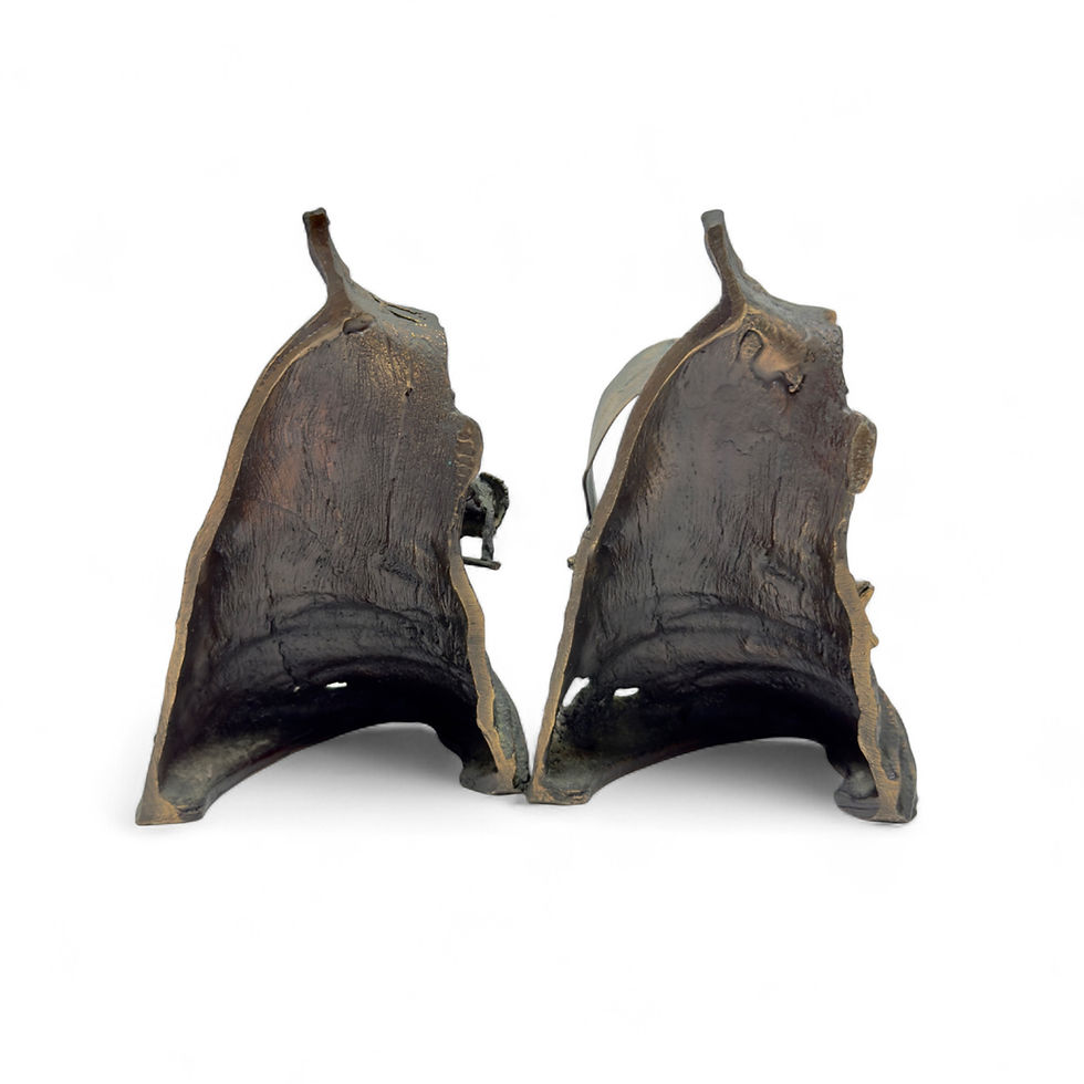サムネイル： Vintage Signed Bronze Lizard Bookends Sculpture