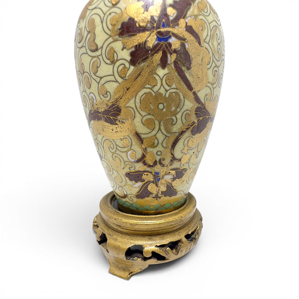 Miniatura: Pair Vintage Chinese Cloisonné Mini Vases on Brass Stands