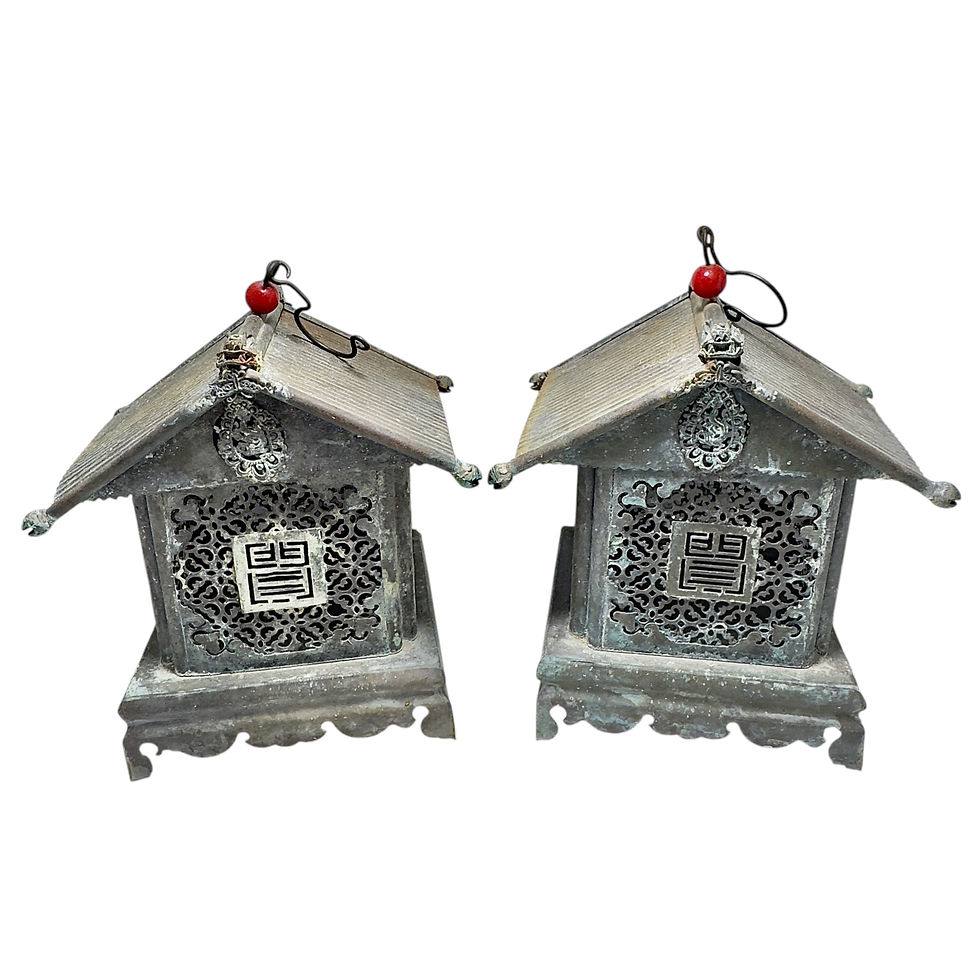 Miniature : Pair of Chinese Bronze Temple Lanterns