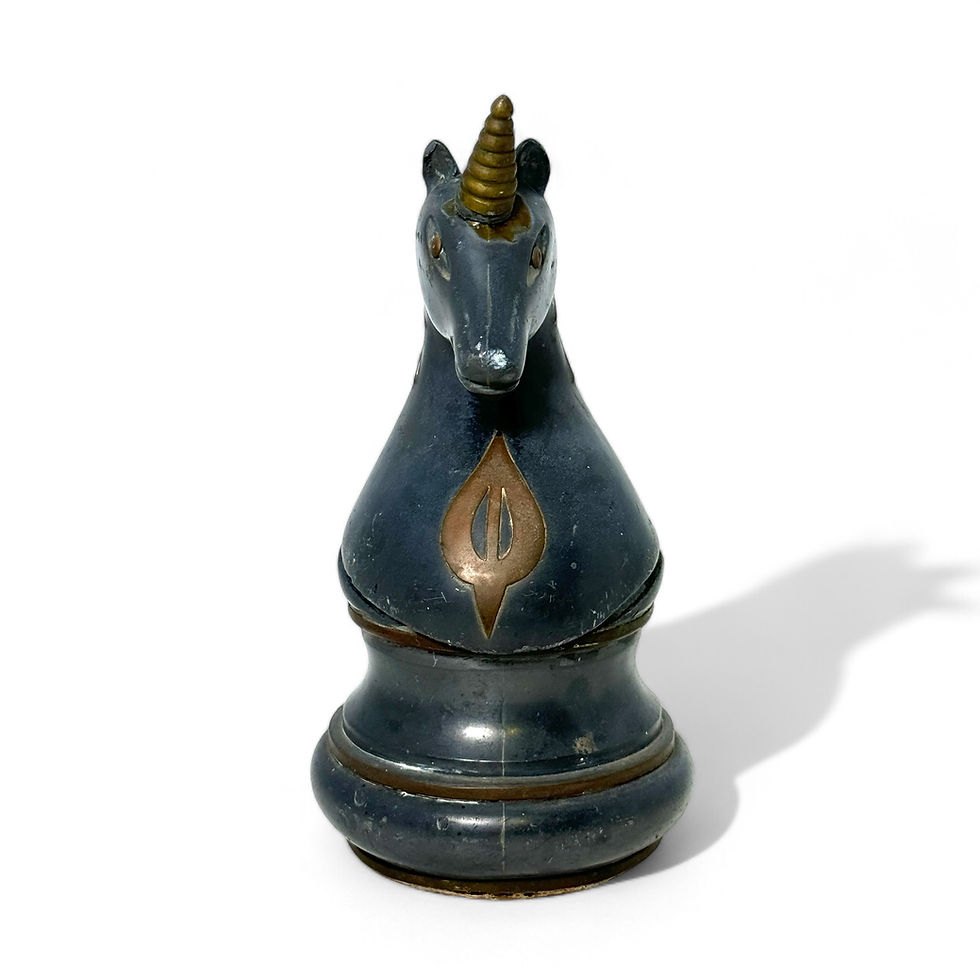 Miniatura: Antique Pewter & Bronze Unicorn Vessel – Handcrafted with Repairs