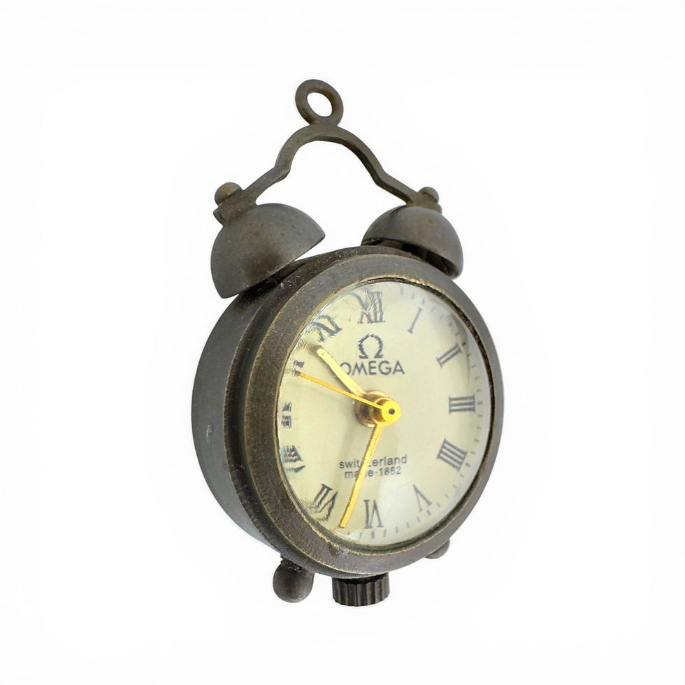 Miniatura: 1882 Omega Style Brass Alarm Clock Pendant Pocket Watch 24mm