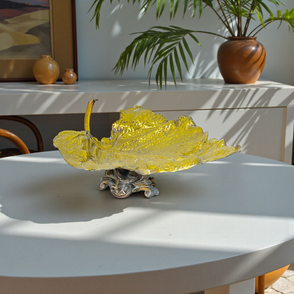 Miniatura: Vintage Brass Hammered Leaf Shaped Dish Tray Decorative 29cm