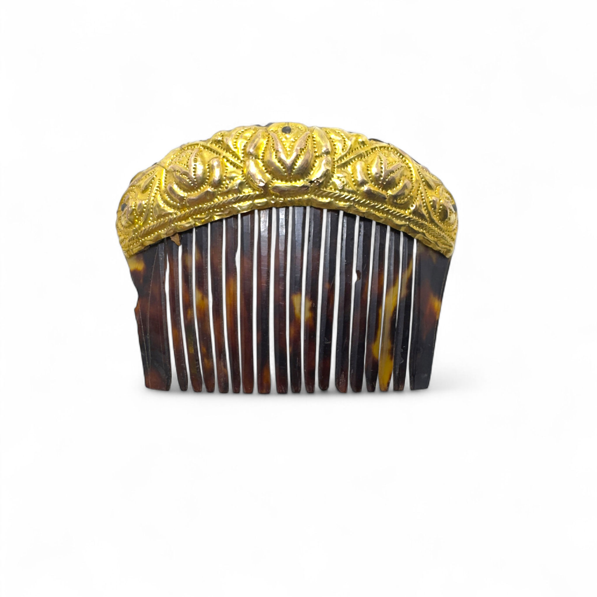 Vintage Chinese Organic Shell Comb Gold Overlay