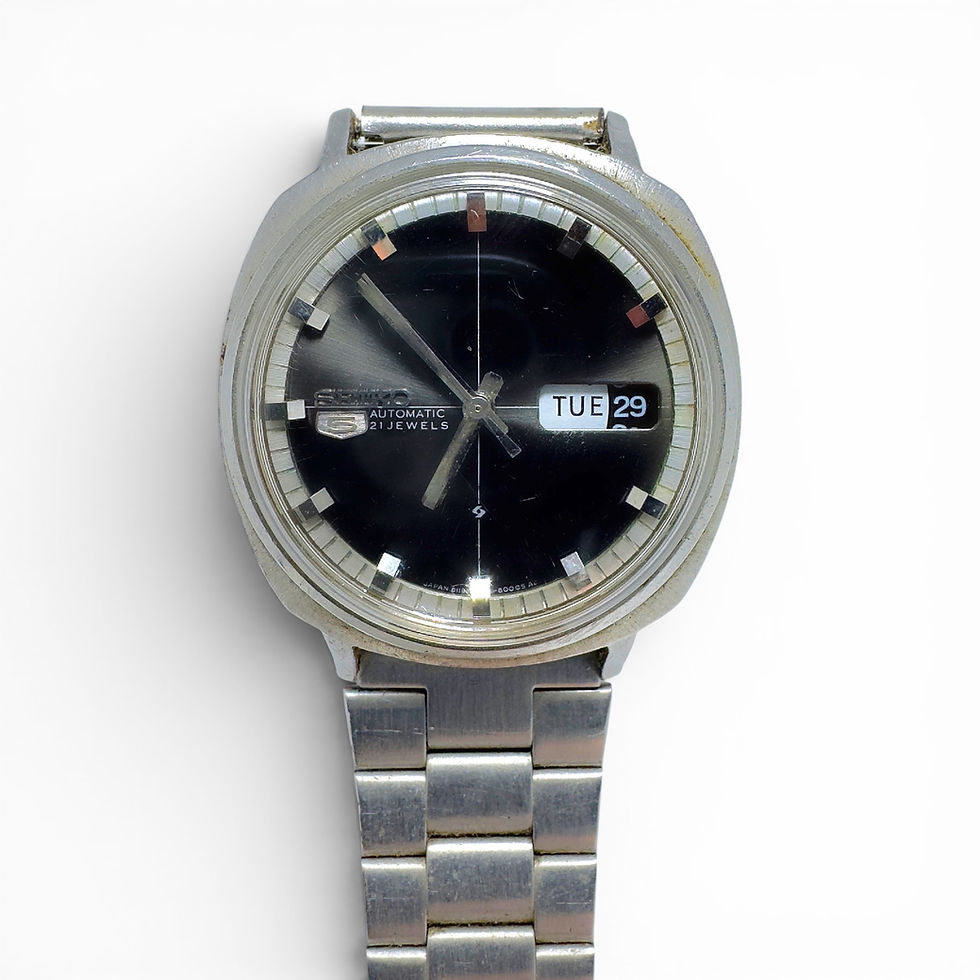 Miniature : Vintage Seiko 5 6119-6003 Automatic Black Dial Day Date Watch