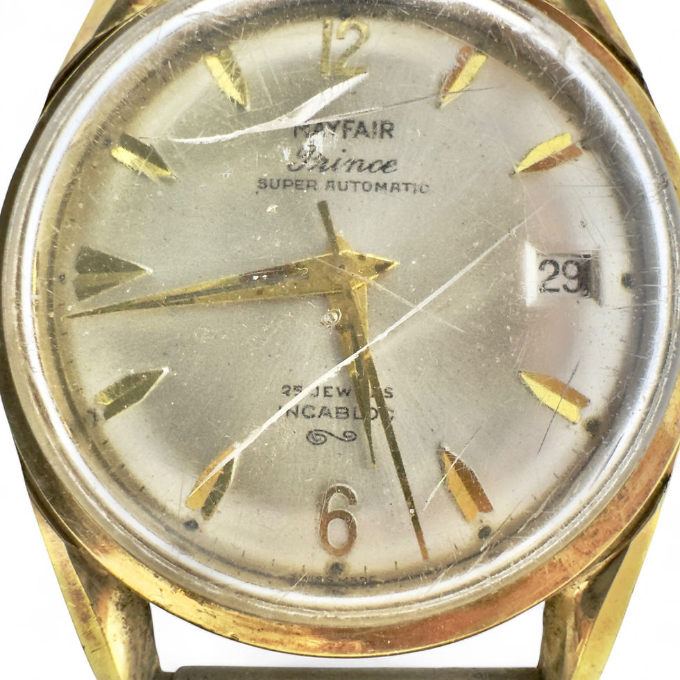 Miniatura: Vintage 1960s Mayfair Prince 25J Incabloc Auto 35mm Gold-Tone Date Watch