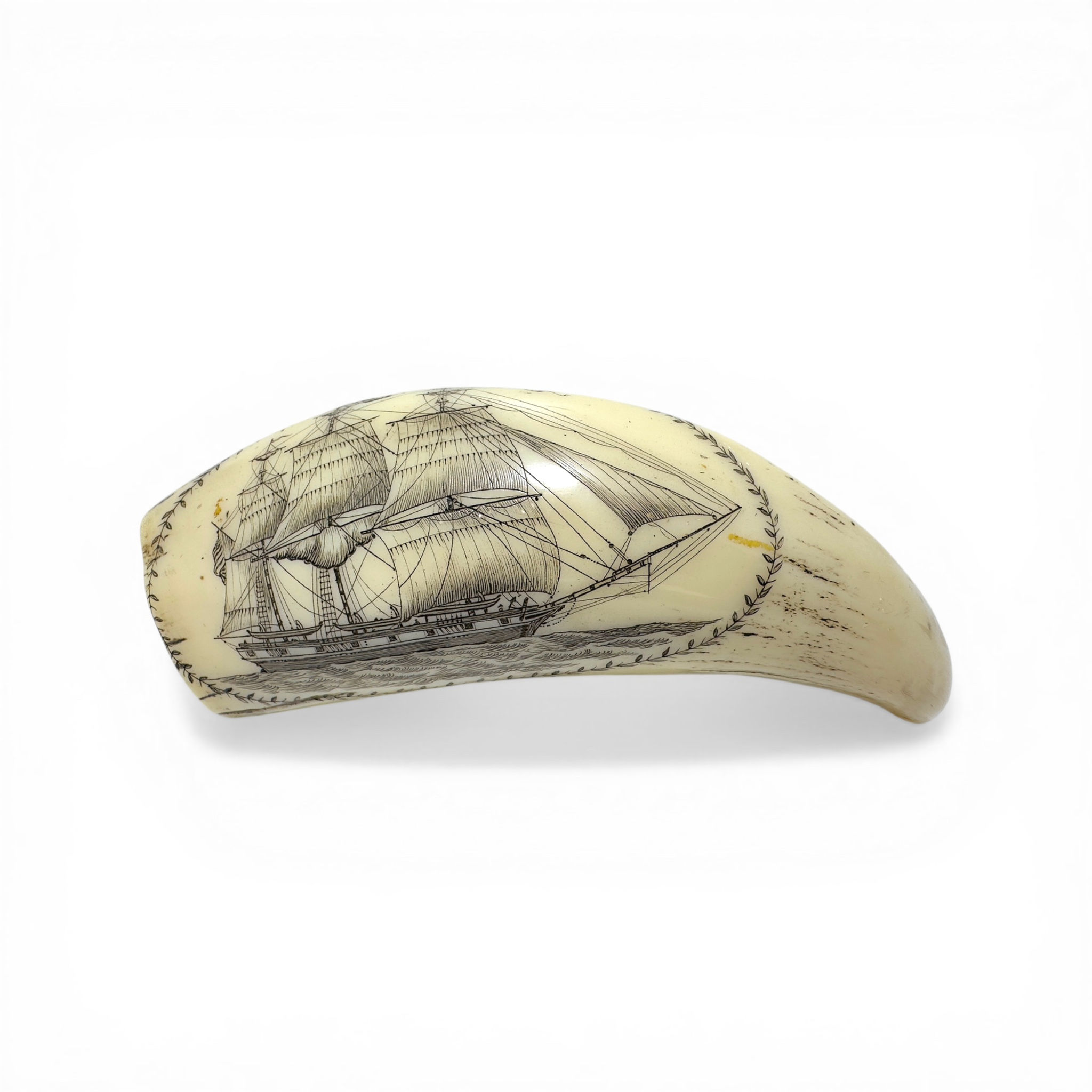 Resin Walrus Tusk Scrimshaw