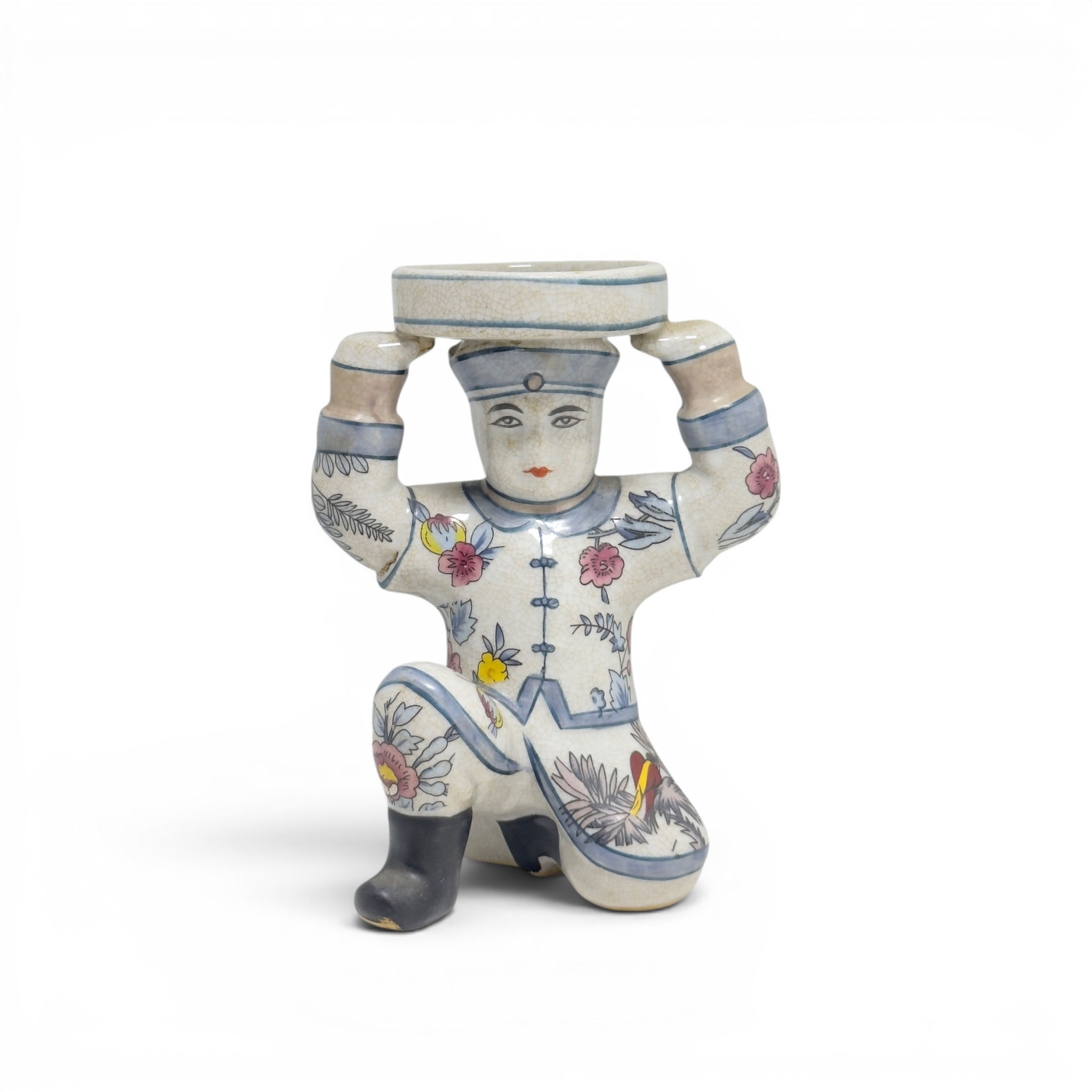 Chinese Ceramic Kneeling Mandarin Butler Figure