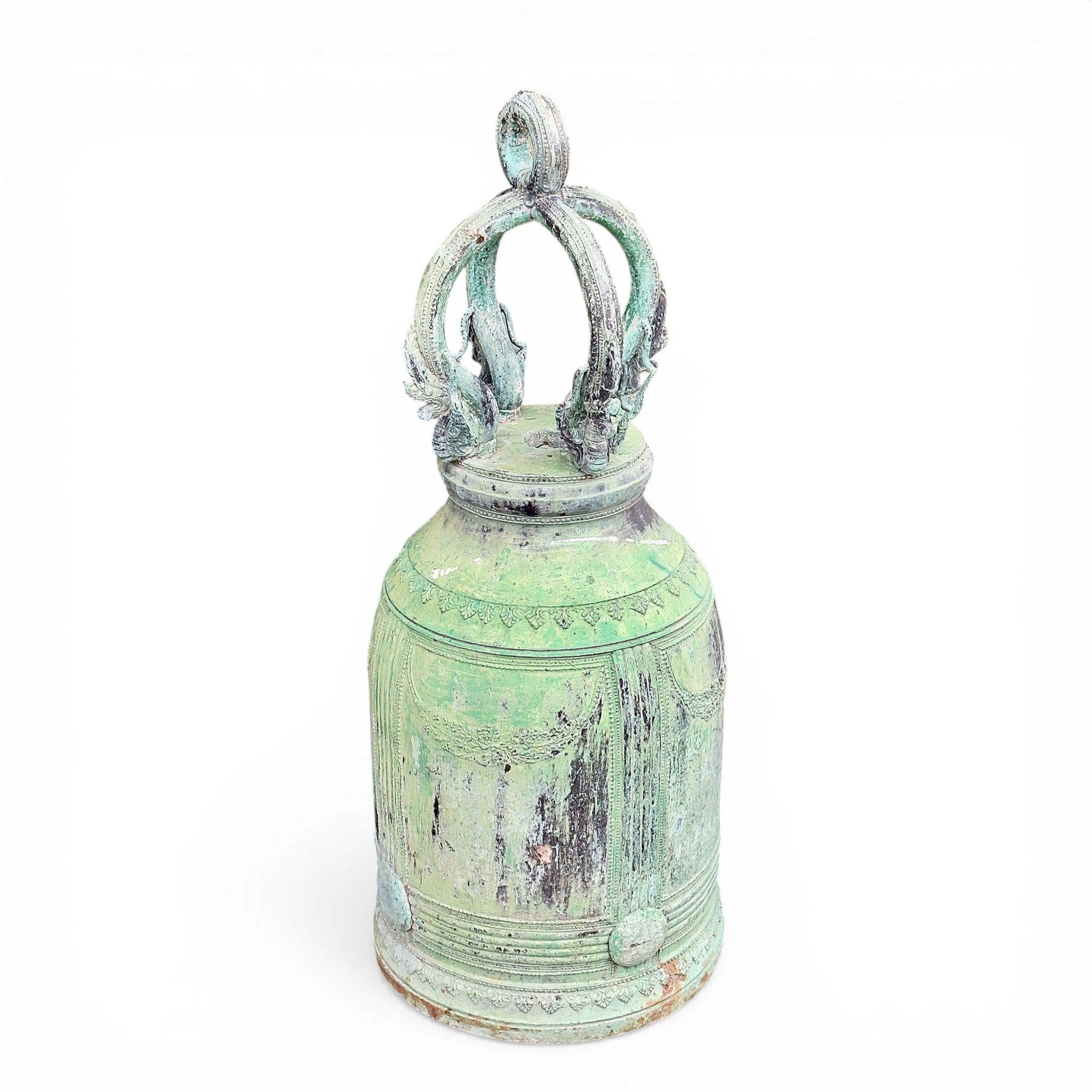 20th Century Indian Brass Temple Bell Dragon Handle