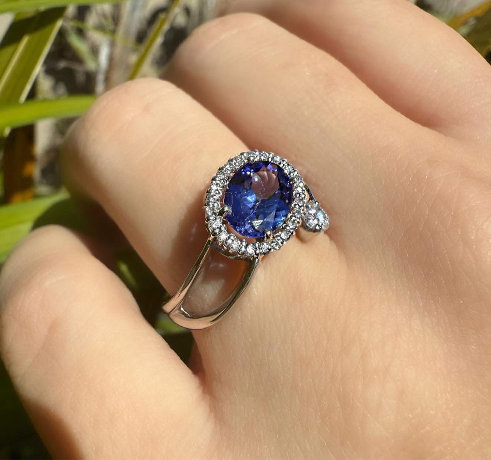 Thumbnail: Natural Tanzanite & Diamond Bypass Ring in Platinum 