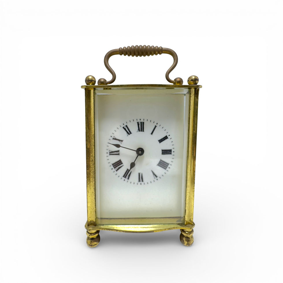 Miniatura: Vintage French Brass Carriage Clock Bevelled Glass 11.4cm