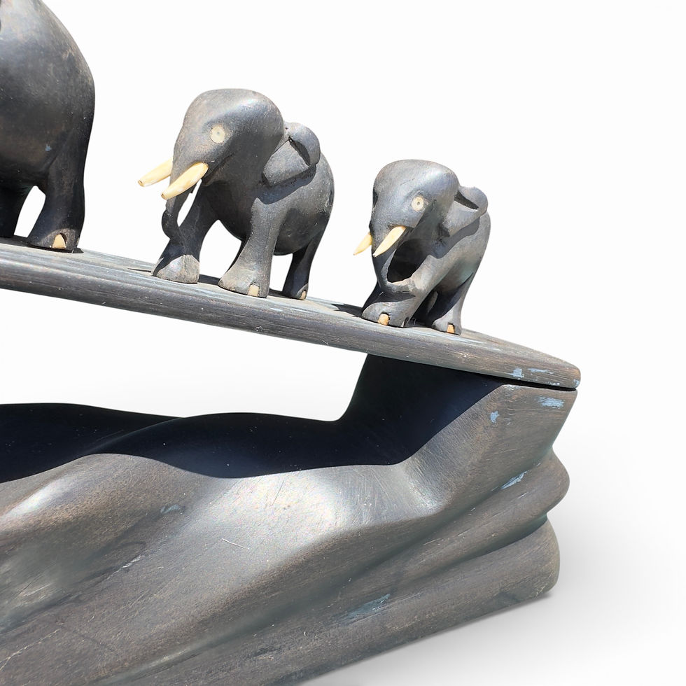 Miniatura: Vintage Carved Ebony Elephant Sculpture Polished 53cm