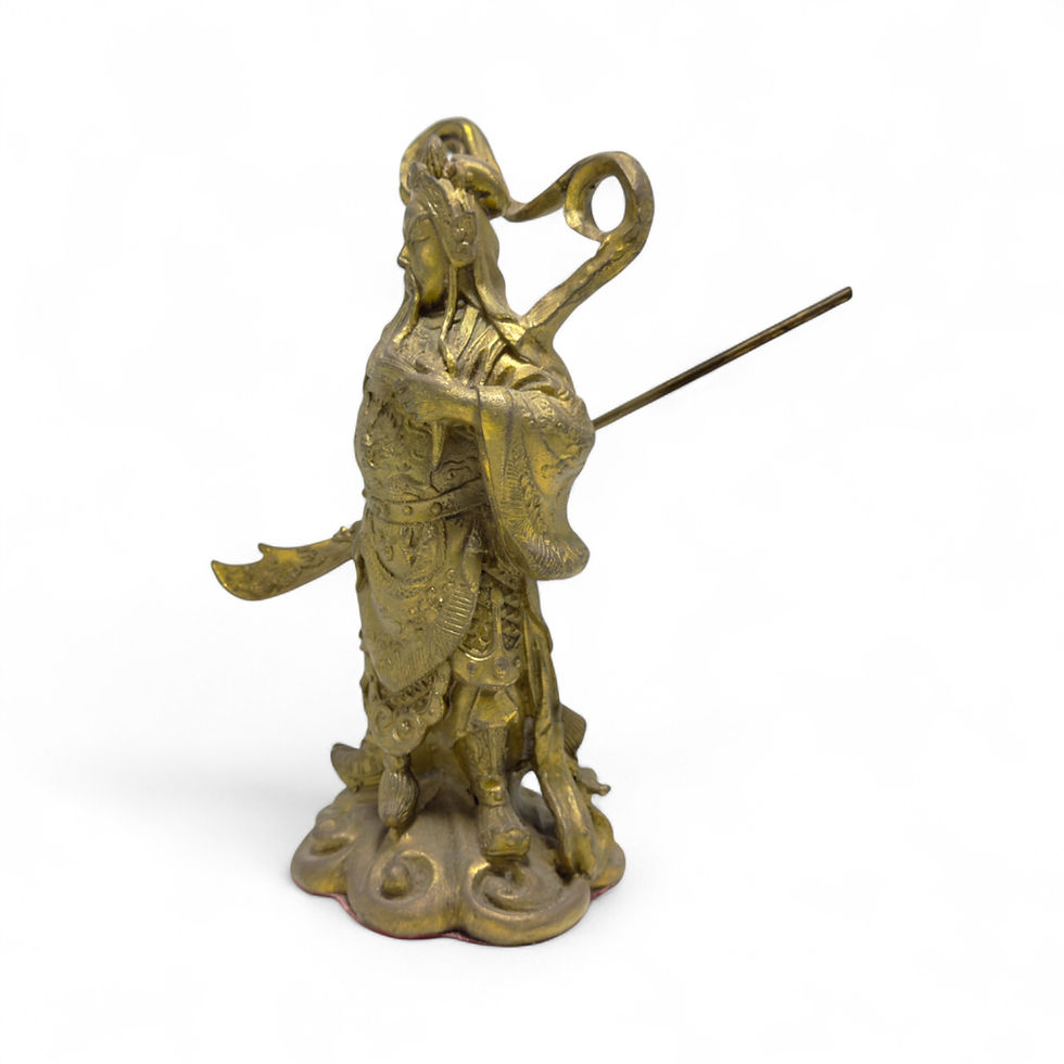 Miniatura: Vintage Gilt Brass Chinese Warrior Statue