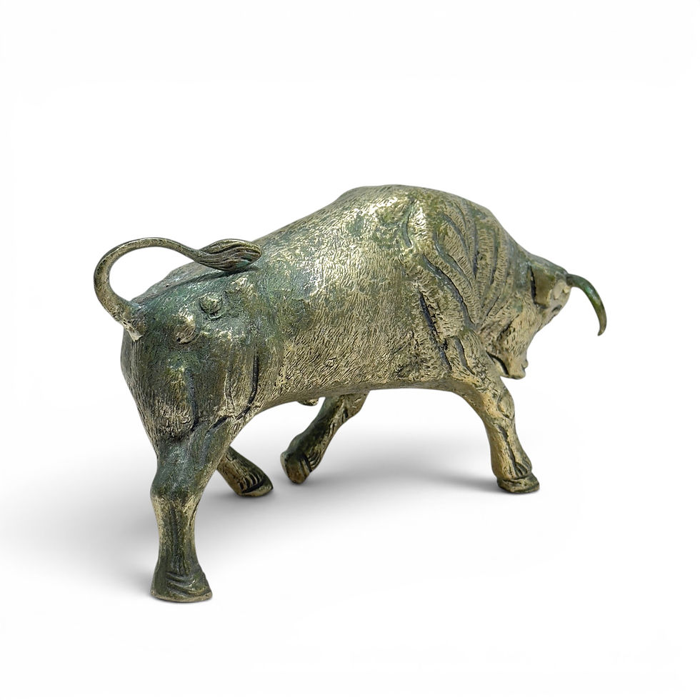 Thumbnail: Vintage Chromed Brass Bull Sculpture 21cm
