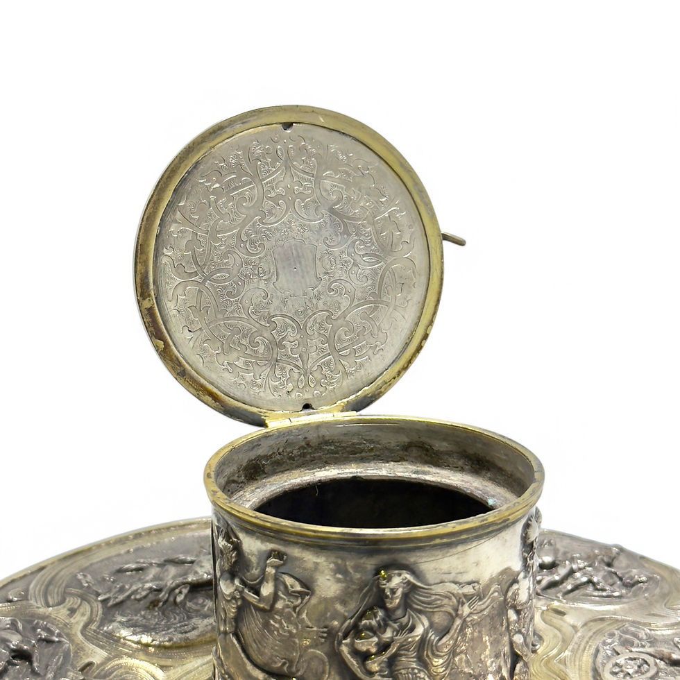 Miniatura: Antique John Hennings Silver Gilt Inkstand 1822 Horse Racing