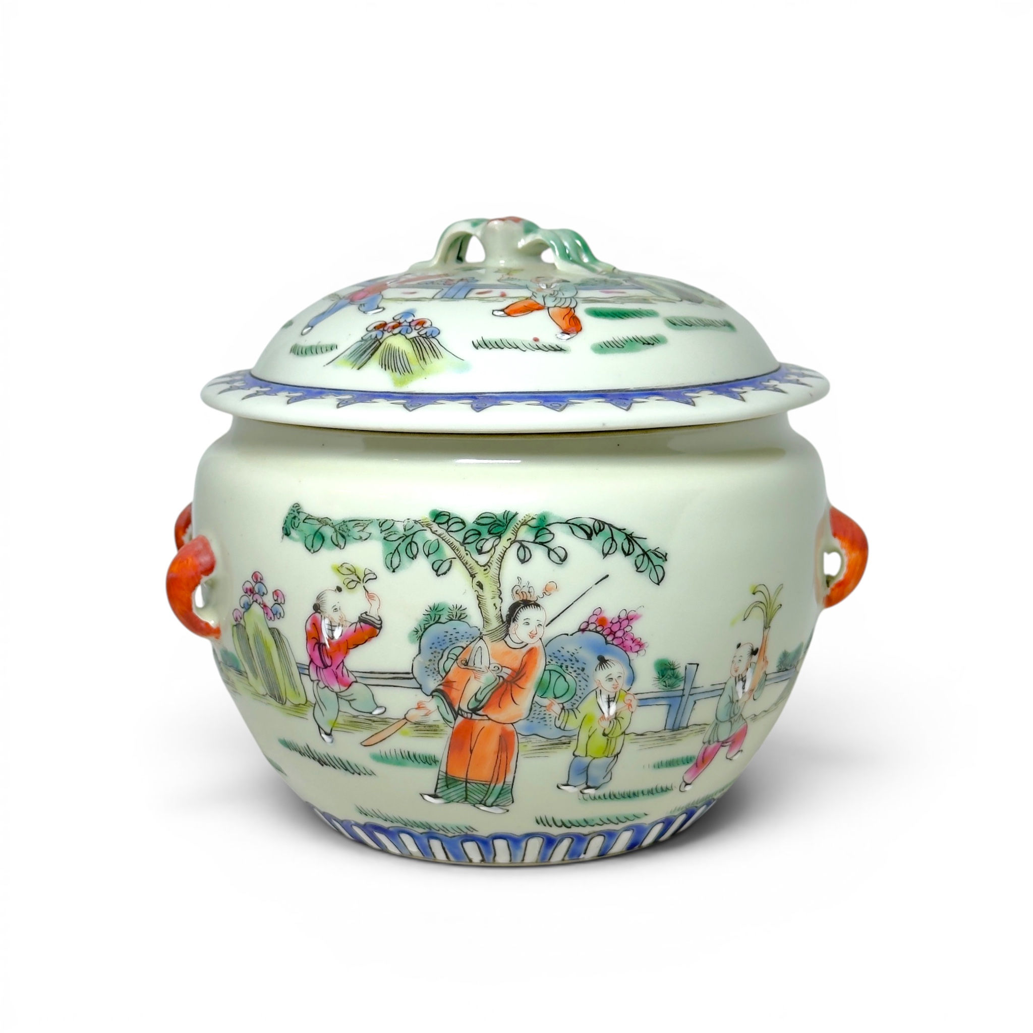 Chinese Famille Rose Children at Play Lidded Jar