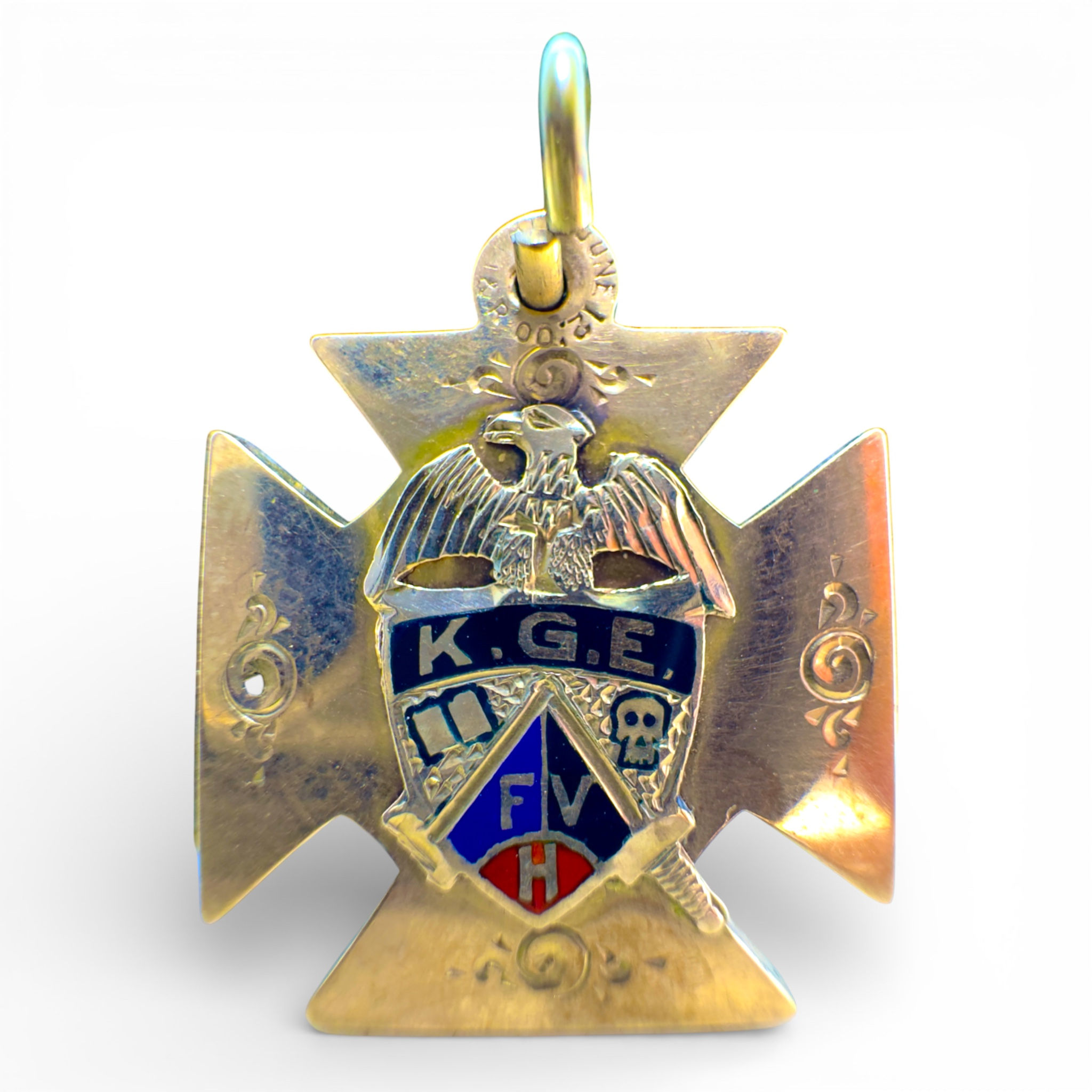 Vintage Knights Golden Eagle Gold Filled FOB Pendant 2.5cm