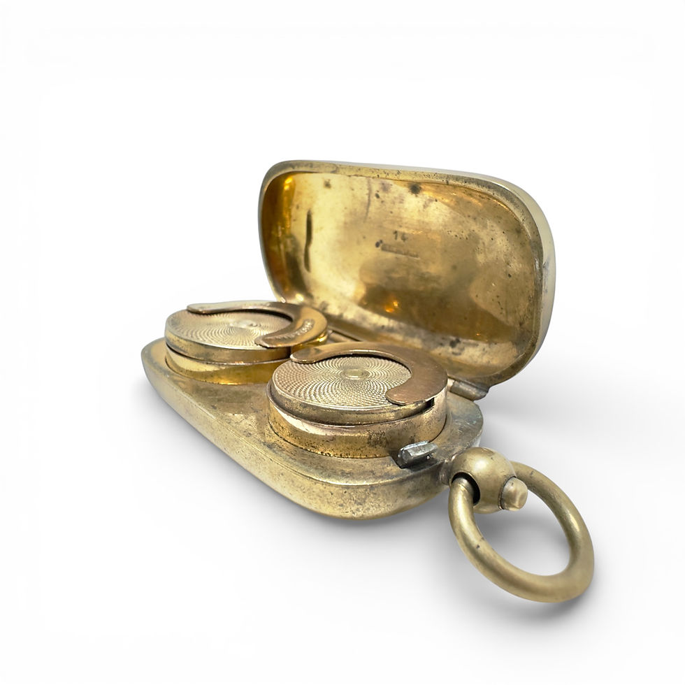 Miniature : Vintage 18ct Gold Filled Double Sovereign FOB Case 6cm
