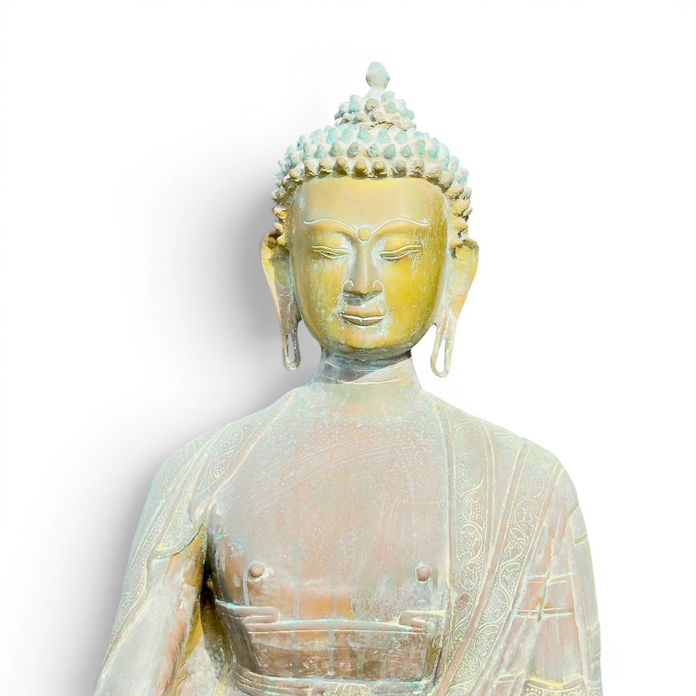Miniatura: Large Heavy Bronze Seated Buddha Holding Bowl 66cm