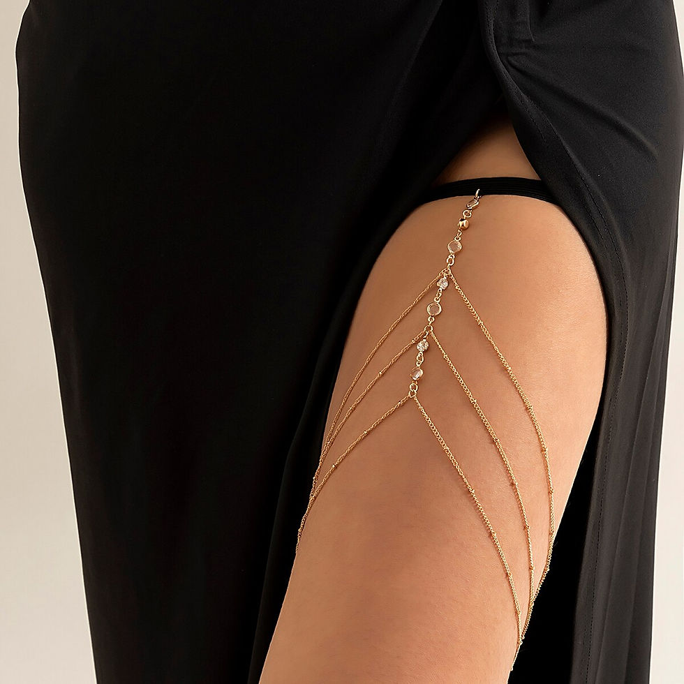 Thumbnail: Boho Elastic Band Crystal Leg Thigh Chain for Women Summer Beach Sexy Tassel Mul
