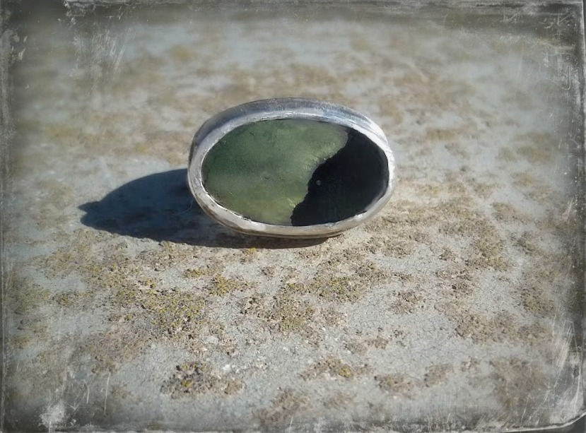 Thumbnail: Black Gold Organic Style Silver Ring