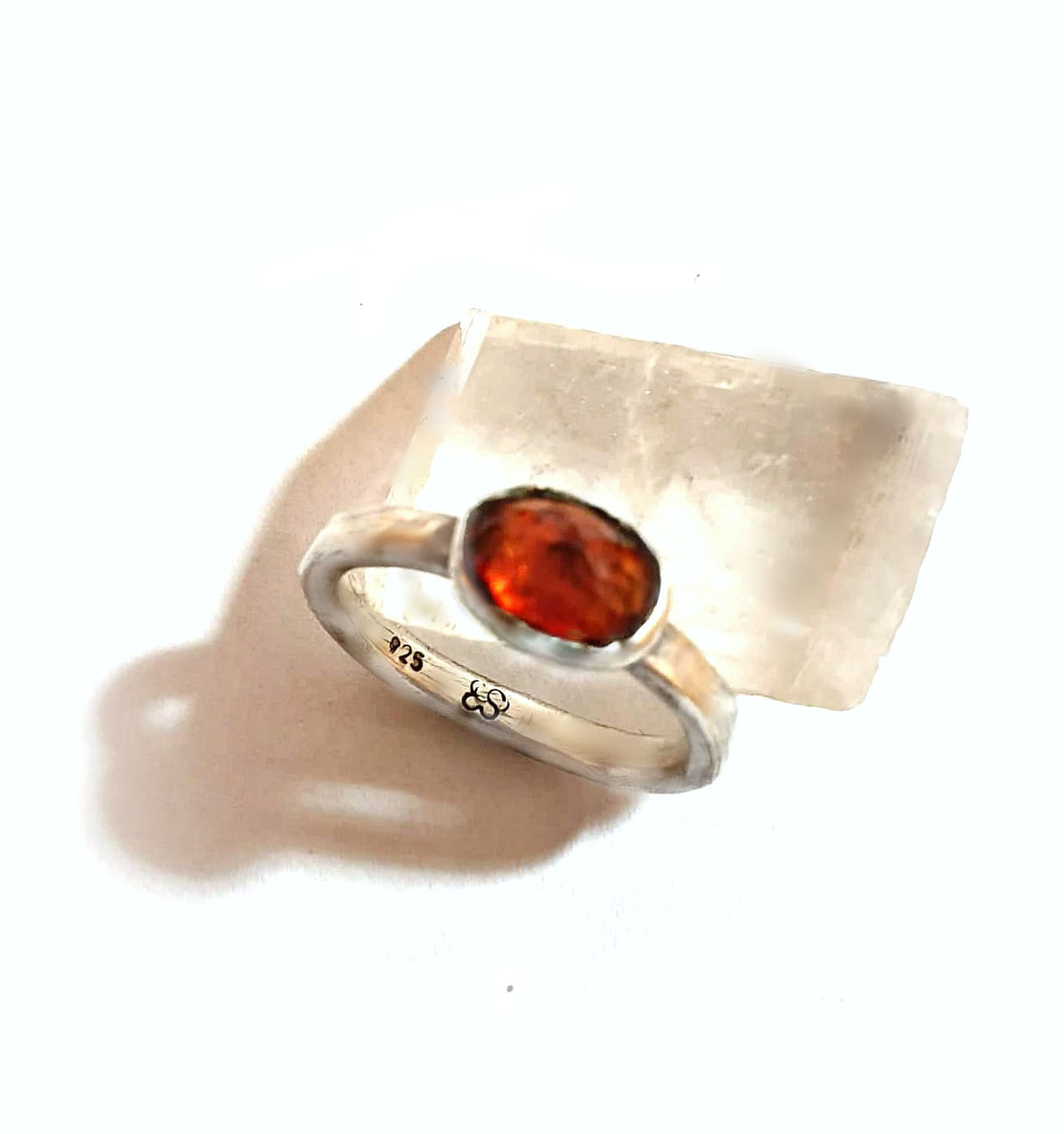 925 Sterling Silver &  Spessartite Garnet Size 6.5