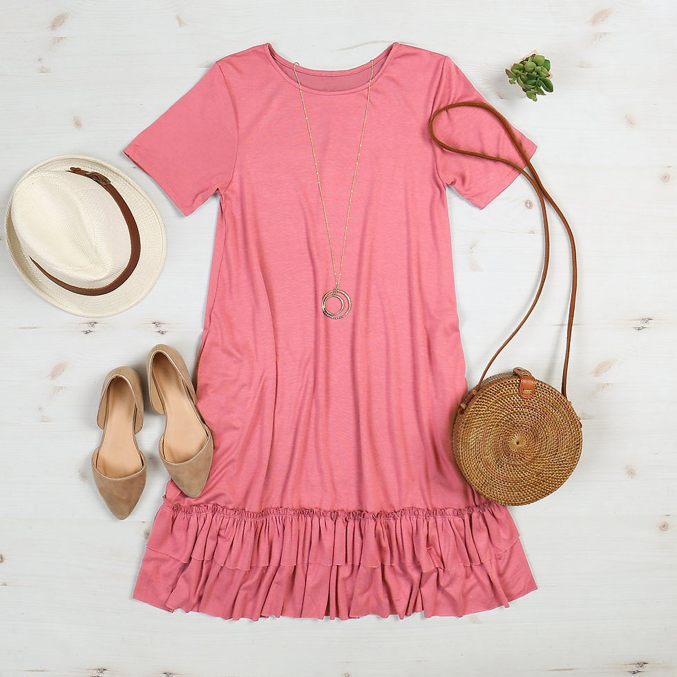 Thumbnail: Short Sleeve Ruffled Hem Dress