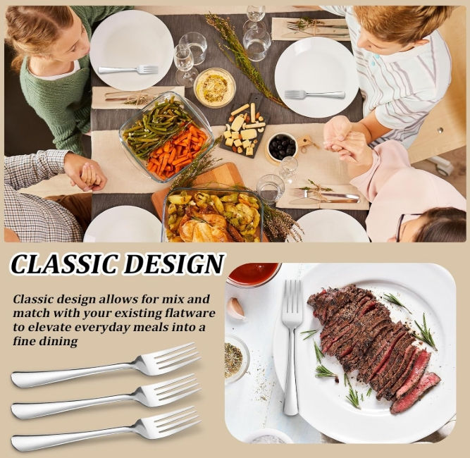 Thumbnail: 24 PCS Windsor Dinner Fork Set - Stainless Steel Silverware Fork