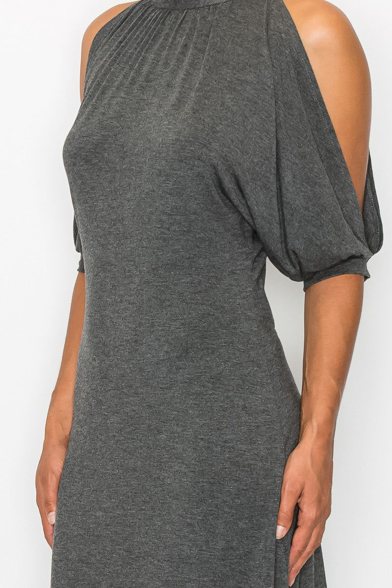 Thumbnail: Open Shoulder Back Dress - Grey