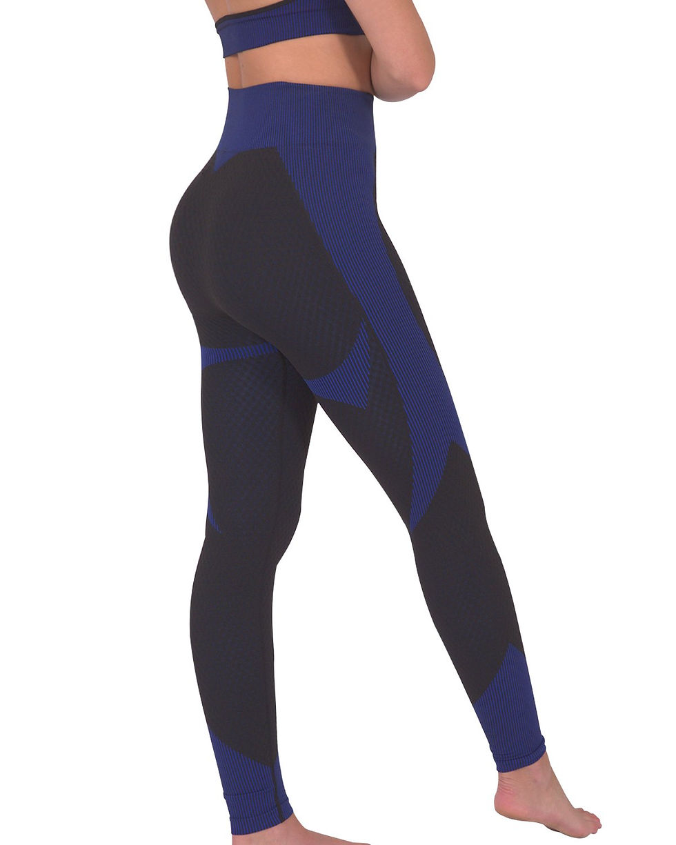 Thumbnail: Trois Seamless Legging - Black With Navy