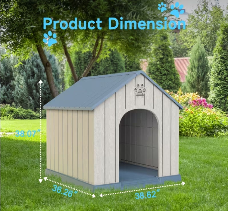 Thumbnail: Dog House Outdoor Indoor for Medium Large Dogs, Sturdy Plastic, Elevated Floor