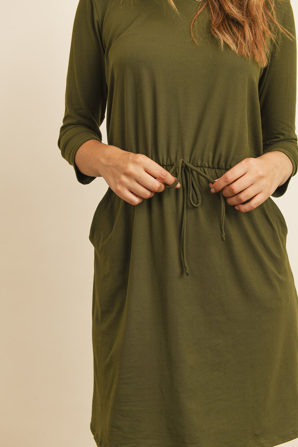Thumbnail: Cinch Waist 3/4 Sleeve Dress