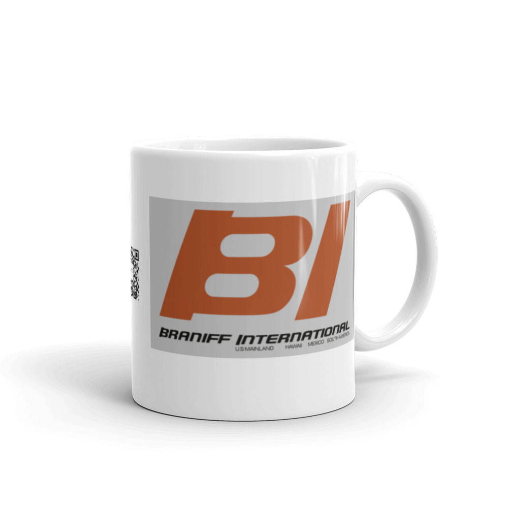 Braniff International Legacy Airline White Glossy Coffee Tea Mug (BI)